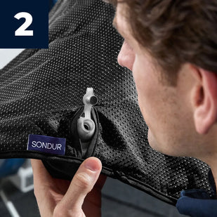 Blow into the air valve to inflate the travel cushion (Takes just 2-4 breaths)